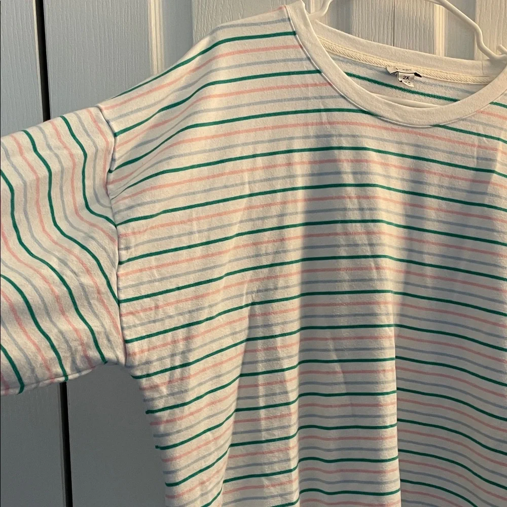 J. Crew Striped Sweatshirt - Green, Pink, White